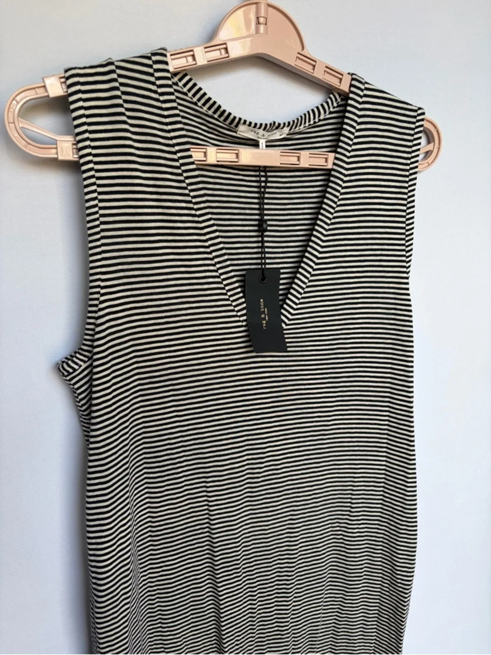 Rag & Bone Michal Striped Slub Jersey Midi Dress Sz S Casual Linen Blend NWT - Picture 7 of 16